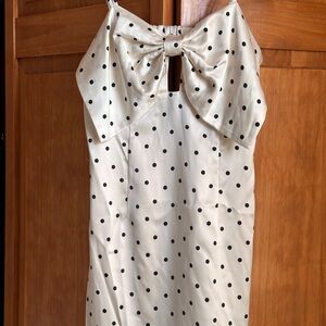 wild fable Cream and Black Polka Dot Mini Dress with Bow